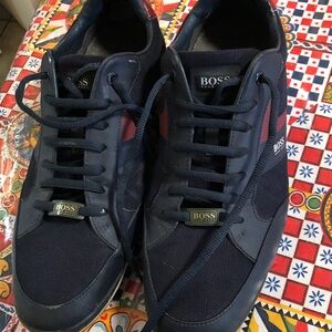 Boss Men's Navy Sneakers with Red Accent
